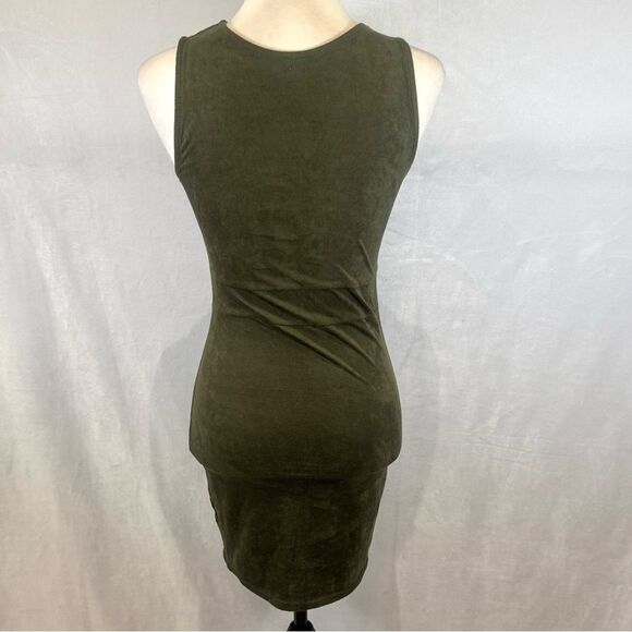 Windsor army green suede faux wrap mini dress size medium - Picture 4 of 7